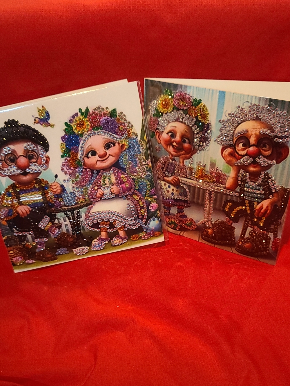 Whimsical Grandparents Diamond Art TWO Greeting Cards- NWT - Picture 2 of 8